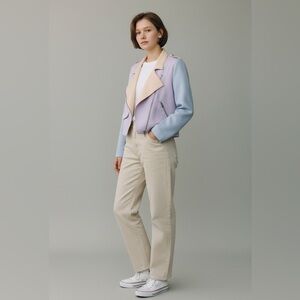 Bershka Lavender Cropped Jacket with Cream Lapel